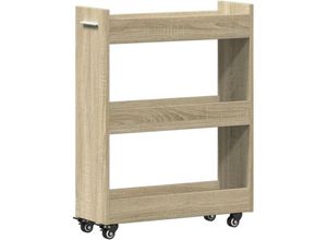 8721012493193 - Vidaxl - Schrank mit Rollen Sonoma-Eiche 60x22x79 cm Holzwerkstoff Braun