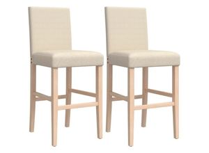 8721012879355 - Barstühle 2 Stk Massivholz Gummibaum und Stoff vidaXL - Creme