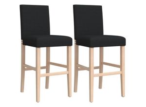 8721012879386 - Barstühle 2 Stk Massivholz Gummibaum und Stoff vidaXL - Schwarz