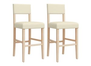 8721012879423 - Vidaxl - Barstühle 2 Stk Massivholz Gummibaum und Kunstleder Creme