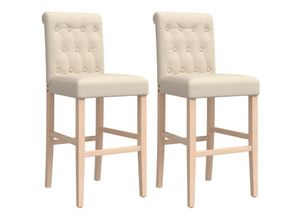 8721012879607 - Vidaxl - Barstühle 2 Stk Massivholz Gummibaum und Stoff Creme