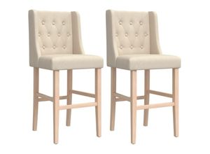 8721012879676 - Vidaxl - Barstühle 2 Stk Massivholz Gummibaum und Stoff Creme