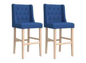 8721012879690 - Barstühle 2 Stk Massivholz Gummibaum und Stoff Vidaxl Blau
