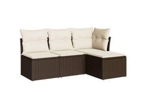 8721012883178 - Vidaxl - 4-tlg Garten-Sofagarnitur mit Kissen Braun Poly Rattan Braun