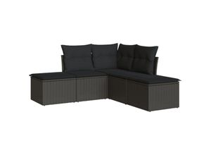 8721012885295 - Vidaxl - 5-tlg Garten-Sofagarnitur mit Kissen Schwarz Poly Rattan Schwarz