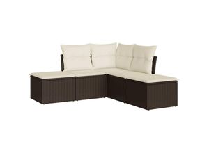 8721012885370 - Vidaxl - 5-tlg Garten-Sofagarnitur mit Kissen Braun Poly Rattan Braun