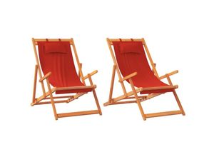 8721012911277 - Strandstühle 2 Stk Klappbar Rot Stoff Vidaxl Rot