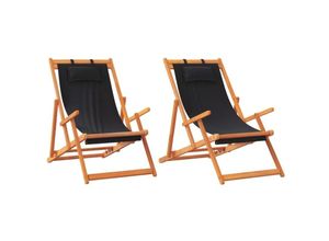 8721012911338 - Vidaxl - Klappbare Strandstühle 2 Stk Schwarz Stoff Schwarz