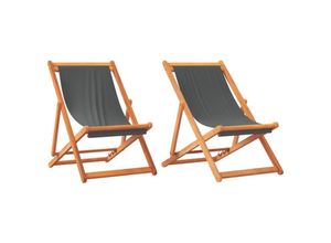 8721012911406 - Strandstühle 2 Stk Klappbar Grau Stoff Vidaxl Grau 8721012911406 - Strandstühle 2 Stk Klappbar Grau Stoff Vidaxl Grau