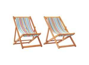 8721012911413 - Strandstühle 2 Stk Klappbar Mehrfarbig Stoff Vidaxl Mehrfarbig