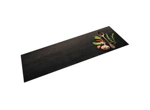 8721012918870 - Vidaxl - Küchenteppich Waschbar Gewürze 45x150 cm Samt Schwarz