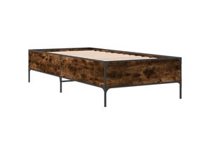 8721012984899 - Vidaxl - Bettgestell Räuchereiche 100x200 cm Holzwerkstoff und Metall Braun