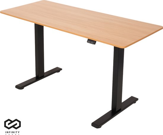 8721022430232 - Zit Sta Bureau - Elektrisch Verstelbaar In Hoogte - 140 x 60 CM - Bruin