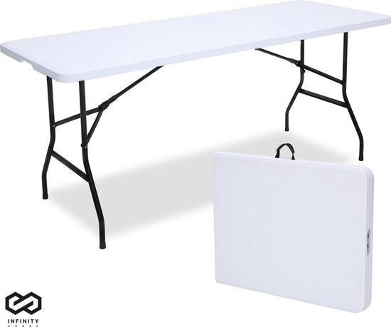 8721022430614 - Zusammenklappbarer Tisch - Klapptisch - 180 x 70 x 74 cm - Campingtisch - Gartentisch - Tragbar - Weiß