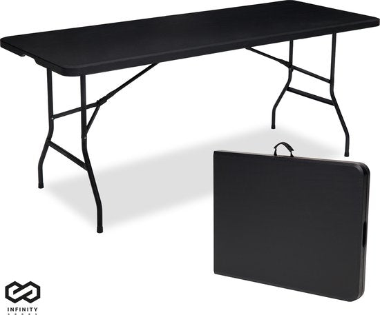8721022430621 - Zusammenklappbarer Tisch - Klapptisch - 180 x 70 x 74 cm - Campingtisch - Gartentisch - Tragbar - Schwarz