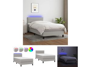 8721031058298 - Maison Exclusive - The Living Store Boxspringbett mit Matratze & led Hellgrau 90x190 cm Stoff - Betten & Bettgestelle - Grau