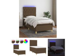 8721031087366 - Kalisse - The Living Store Boxspringbett mit Matratze & led Dunkelbraun 100x200 cm Stoff - Betten & Bettgestelle - Braun