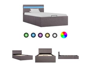 8721031111306 - The Living Store - Bett mit Bettkasten Hydraulisch mit led Taupe Stoff 100x200 cm - Betten & Bettgestelle - Taupe