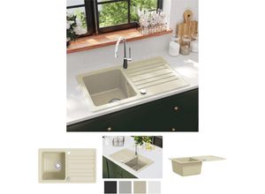 8721031203391 - The Living Store Granitspüle Einzelbecken Beige - Küchenspülen & Spülbecken - Beige