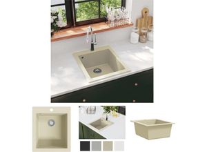 8721031203759 - The Living Store Granitspüle Einzelbecken Beige - Küchenspülen & Spülbecken - Beige