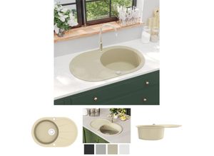 8721031204138 - The Living Store Granitspüle Einzelbecken Oval Beige - Küchenspülen & Spülbecken - Beige