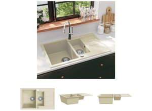 8721031204152 - The Living Store Granitspüle Doppelbecken Beige - Küchenspülen & Spülbecken - Beige