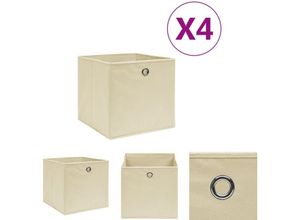 8721031231714 - The Living Store Aufbewahrungsboxen 4 Stk Vliesstoff 28x28x28 cm Creme - Ordnungshelfer - Creme