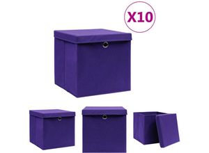 8721031232018 - Aufbewahrungsboxen mit Deckeln 10 Stk 28x28x28 cm Lila - Ordnungshelfer - Lila - The Living Store