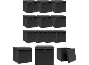 8721031232049 - The Living Store Aufbewahrungsboxen mit Deckeln 10 Stk Schwarz 32x32x32cm Stoff - Ordnungshelfer - Schwarz