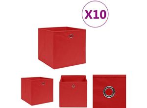 8721031232179 - Aufbewahrungsboxen 10 Stk Vliesstoff 28x28x28 cm Rot - Ordnungshelfer - Rot - The Living Store