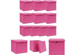 8721031232216 - The Living Store Aufbewahrungsboxen mit Deckeln 10 Stk Rosa 32x32x32 cm Stoff - Ordnungshelfer - Rosa