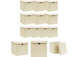 8721031232247 - Maison Exclusive - The Living Store Aufbewahrungsboxen mit Deckel 10 Stk Creme 32x32x32 cm Stoff - Ordnungshelfer - Creme