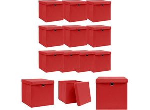 8721031232445 - Doc&et² - The Living Store Aufbewahrungsboxen mit Deckeln 10 Stk Rot 32x32x32 cm Stoff - Ordnungshelfer - Rot