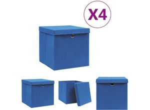 8721031232575 - The Living Store - Aufbewahrungsboxen mit Deckeln 4 Stk 28x28x28 cm Blau - Ordnungshelfer - Blau