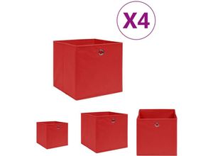 8721031232582 - The Living Store Aufbewahrungsboxen 4 Stk Vliesstoff 28x28x28 cm Rot - Ordnungshelfer - Rot