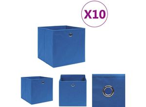 8721031233008 - Hommoo - The Living Store Aufbewahrungsboxen 10 Stk Vliesstoff 28x28x28 cm Blau - Ordnungshelfer - Blau