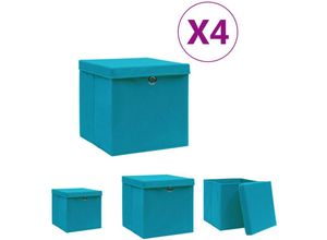 8721031233039 - Longziming - The Living Store Aufbewahrungsboxen mit Deckeln 4 Stk 28x28x28 cm Babyblau - Ordnungshelfer - Blau