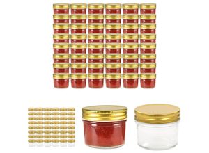 8721031234913 - The Living Store Marmeladengläser mit goldenem Deckel 48 Stk 110 ml - Honiggläser - Gold