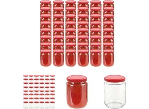 8721031234937 - The Living Store Marmeladengläser mit Rotem Deckel 48 Stk 230 ml - Honiggläser - Rot