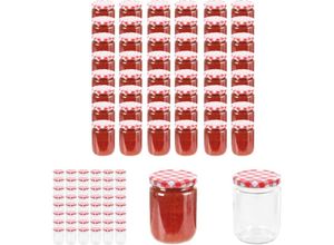 8721031234999 - Marmeladengläser mit Weißem Rotem Deckel 48 Stk 230 ml - Honiggläser - Rot - The Living Store