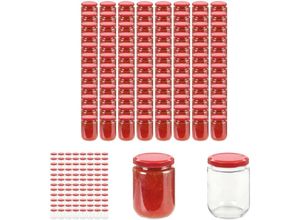 8721031235033 - Marmeladengläser mit Rotem Deckel 96 Stk 230 ml - Honiggläser - Rot - The Living Store