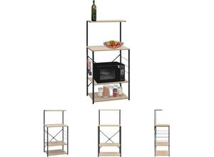 8721031235705 - Vidaxl - The Living Store Mikrowellenregal Schwarz Eiche 60x396x123 cm Holzwerkstoff - Küchenutensilienhalter & -ablagen - Schwarz