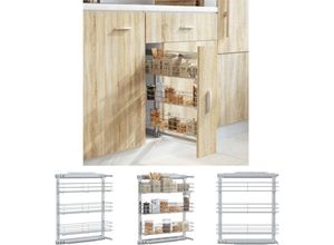 8721031235729 - The Living Store 3-stufiger Küchen-Drahtkorb Ausziehbar Silbern 47x155x555 cm - Küchenutensilienhalter & -ablagen - Silber