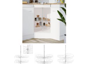 8721031235736 - The Living Store - 2-stufiger Küchen-Drahtkorb Silbern 270 Grad 71x71x80 cm - Küchenutensilienhalter & -ablagen - Silber