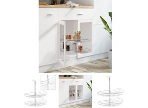 8721031235811 - The Living Store 2-stufiger Küchen-Drahtkorb Silbern 180 Grad 75x38x80 cm - Küchenutensilienhalter & -ablagen - Silber