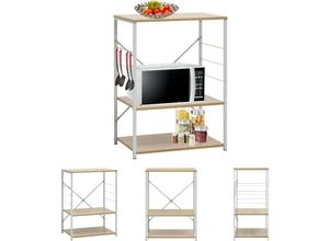 8721031235842 - Maison Exclusive - The Living Store Mikrowellenregal Weiß Eiche 60×396×795 cm Holzwerkstoff - Küchenutensilienhalter & -ablagen - Weiß