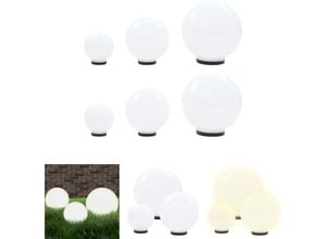 8721031332381 - Hommoo - The Living Store 6 Stk LED-Gartenleuchten-Set Kugelförmig 20 30 40 cm pmma - Außenbeleuchtung - Weiß