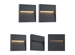 8721031332602 - The Living Store Außenwandleuchten 2 Stk LED 3W Schwarz Quadratisch - Außenbeleuchtung - Schwarz