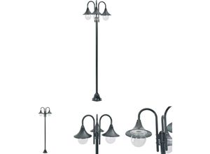 8721031332732 - Garten-Pollerleuchte E27 220 cm Aluminium 3-Laterne Dunkelgrün - Außenbeleuchtung - Grün - The Living Store