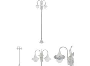 8721031332879 - The Living Store - Garten-Pollerleuchte E27 220 cm Aluminium 3-Laterne Weiß - Außenbeleuchtung - Weiß